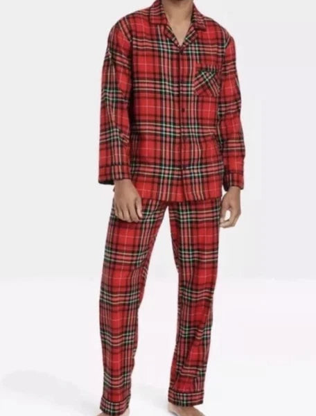 Wondershop Men’s Red Plaid Flannel Pajama Set Size XL Extra Large NEW