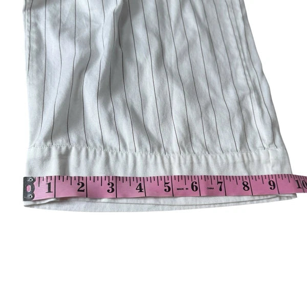 VTG Thomas Pink Pajamas Set M White Pinstripe 100% Cotton 2 Pc Lounge Sleepwear