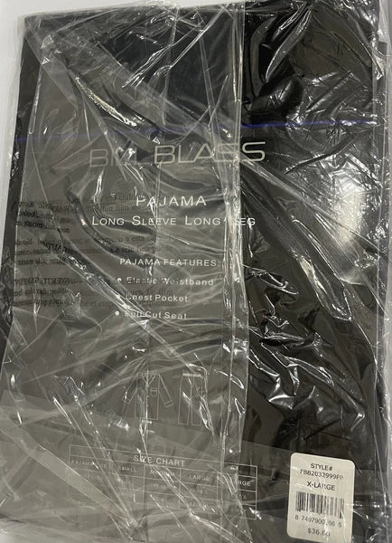 NWT Bill Blass Mens Long Sleeve Long Leg Pajamas Set XL Grey / Blue Cotton/ Poly