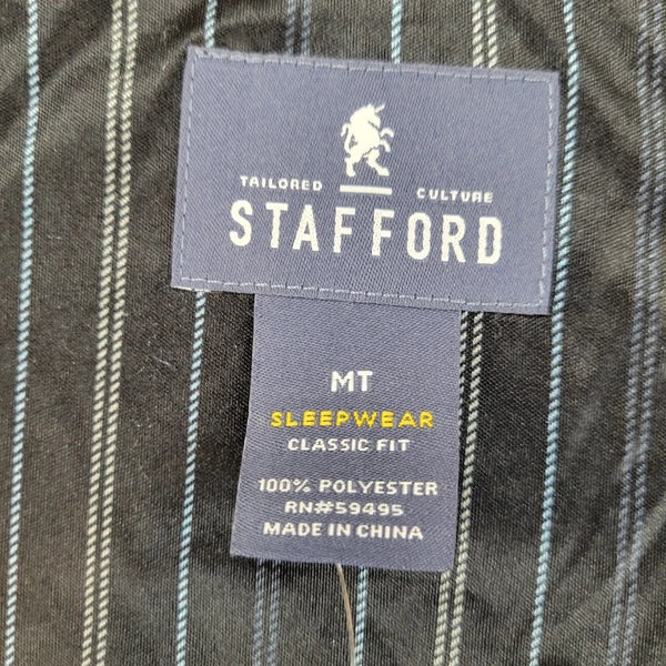 Stafford Pajama Set Satin Black Stripe Sleepwear S/S Shirt & Shorts Mens MT NWT