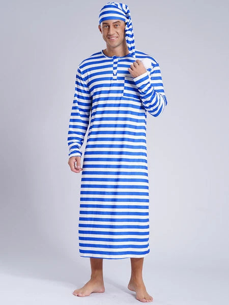 Mens Robe + Hat Set Raves Nightwear Christmas Bathrobe Sissy Home Dress-