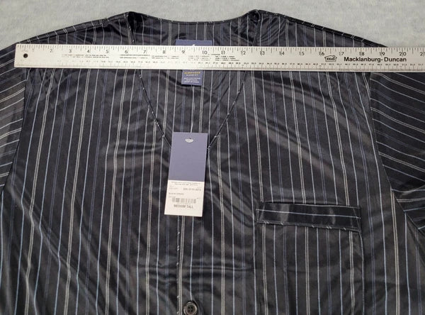 Stafford Pajama Set Satin Black Stripe Sleepwear S/S Shirt & Shorts Mens MT NWT