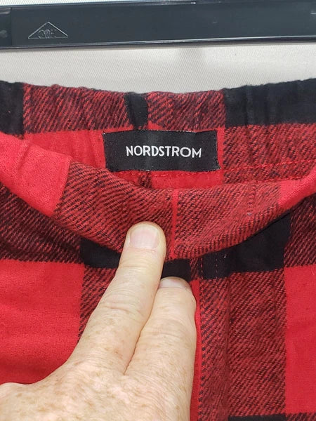 Nordstrom Pajama Set Mens MEDIUM Buffalo Plaid Flannel Long Sleeve Red $69 NEW
