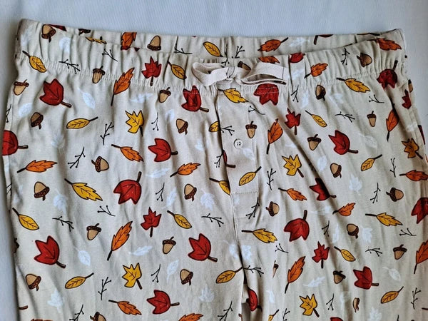 UNBRANDED MENS SZ XL 2-PIECE PAJAMA SET ACORN FALL LONG SLEEVE & PANTS NWT