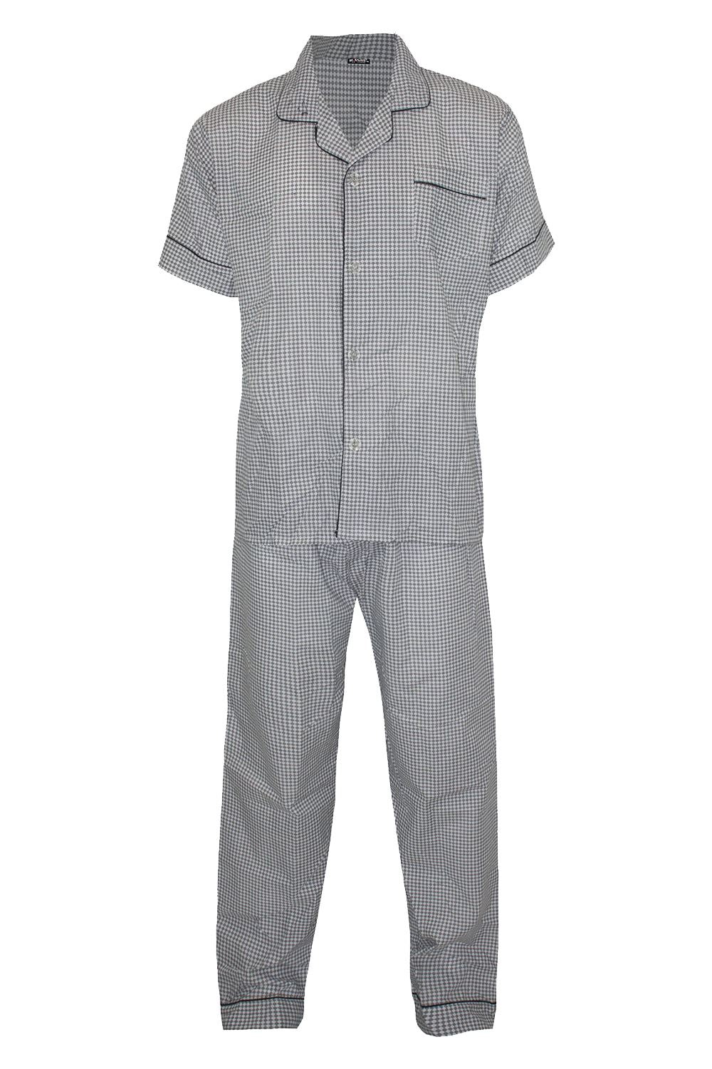 Boys Traditional Button Front Collar Short Sleeve Nightwear Pyjama Pj Co-ord Set