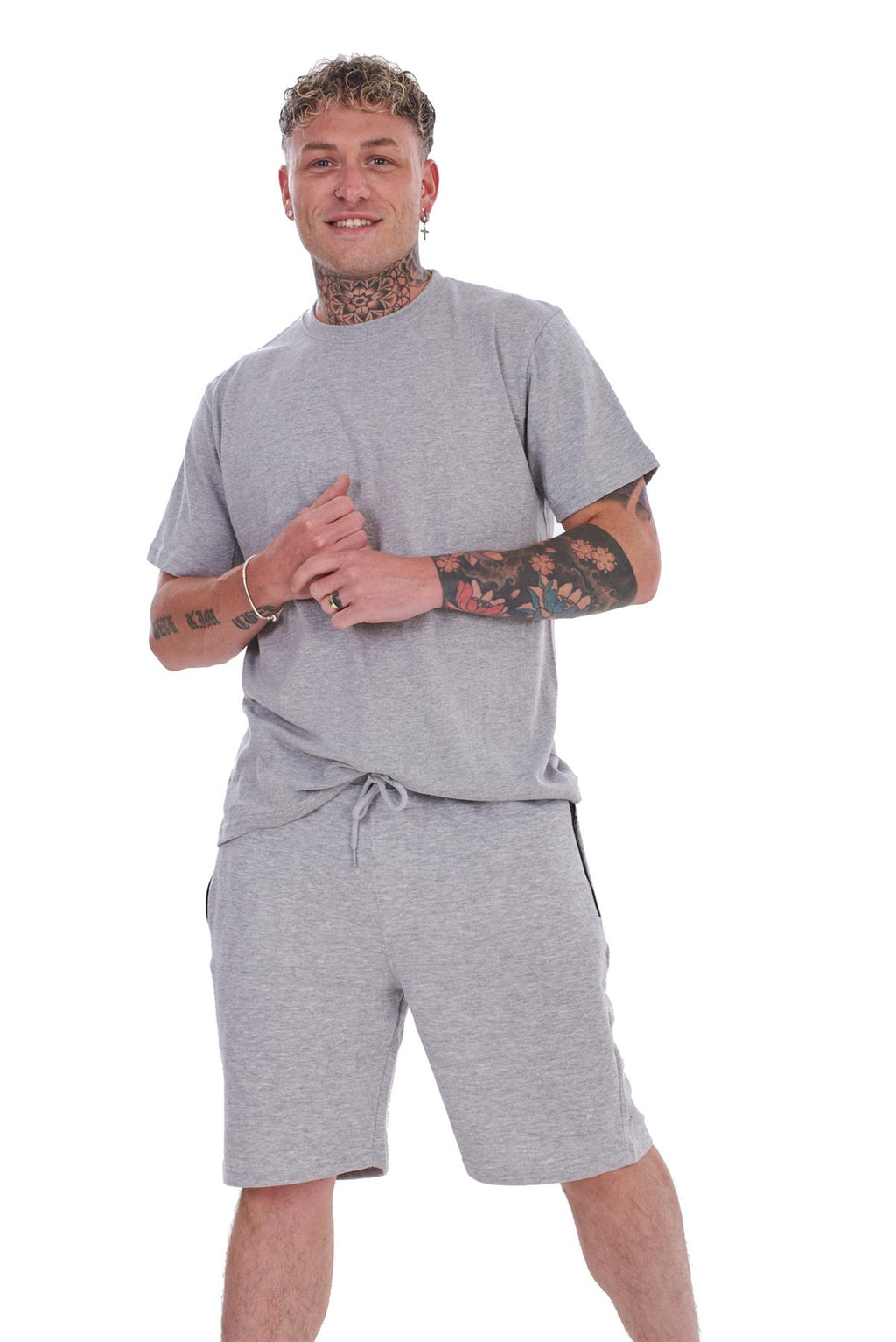 Mens T-Shirt & Shorts Set Summer Lounge Gym Outfit 2 Piece Tracksuit S-XL