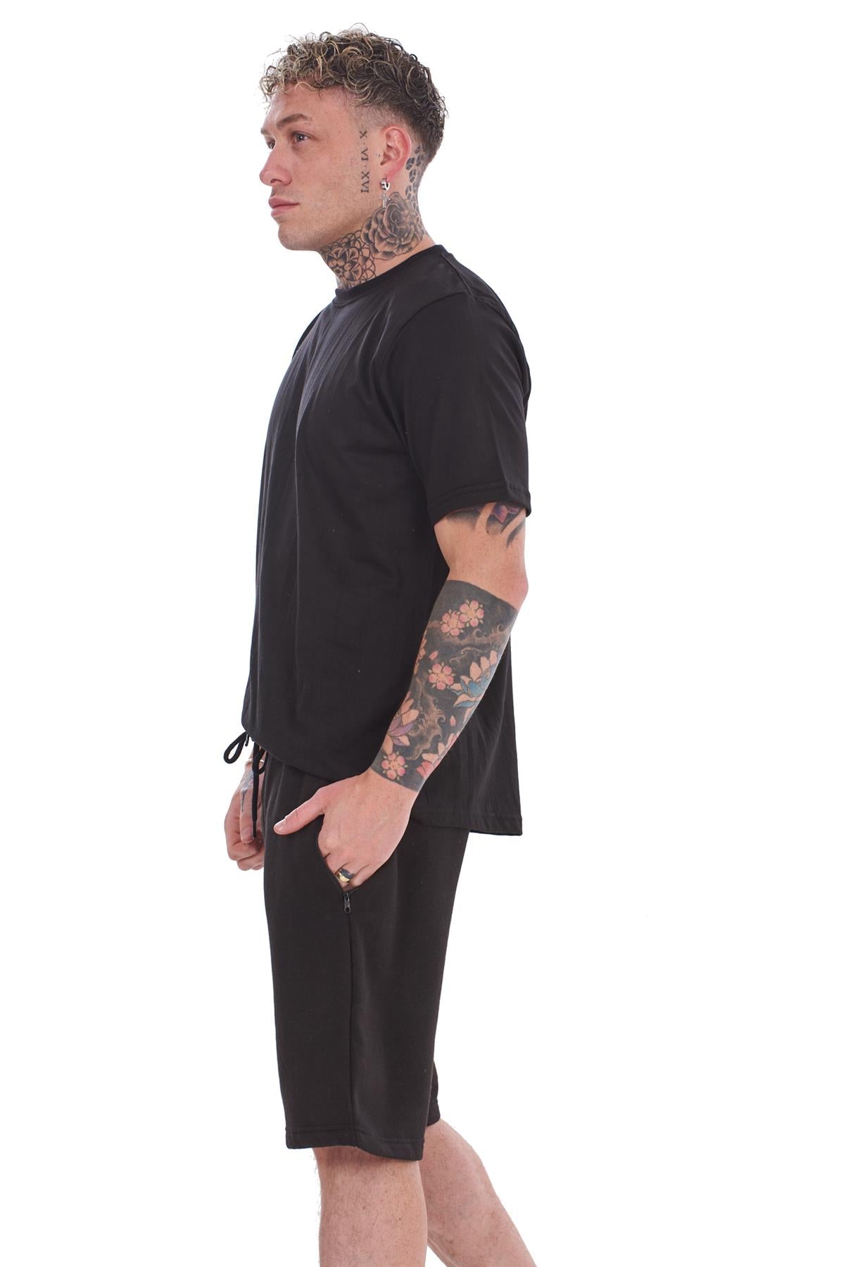 Mens T-Shirt & Shorts Set Summer Lounge Gym Outfit 2 Piece Tracksuit S-XL