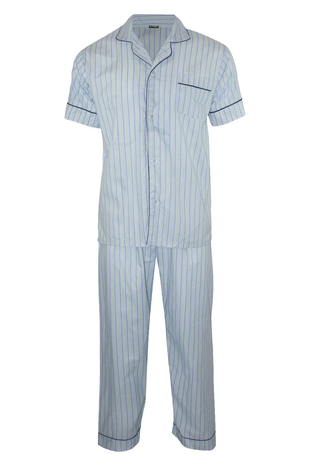 Boys Traditional Button Front Collar Short Sleeve Nightwear Pyjama Pj Co-ord Set