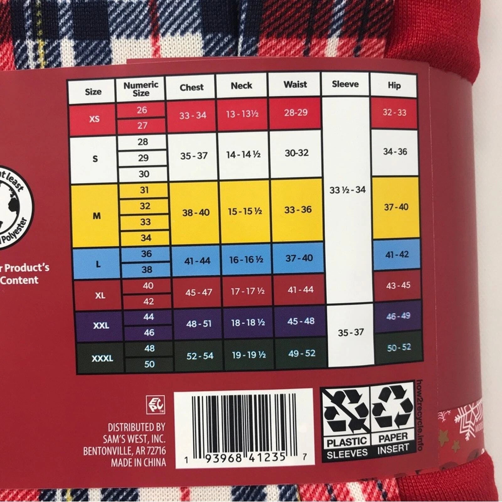 Member's Mark 2 Piece Let It Snow Pajama Set, Men's Size XXL - Red/Multi