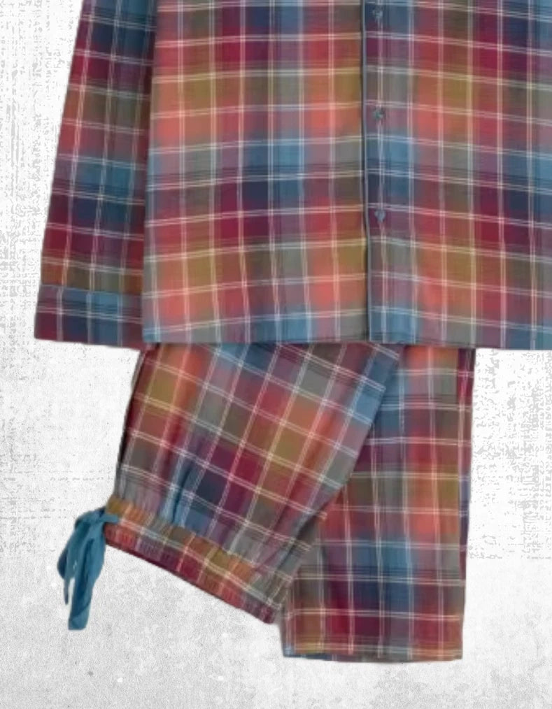 Ex Seasalt Men’s Flannel Pure Cotton Checked Pyjama Set in Multi Root