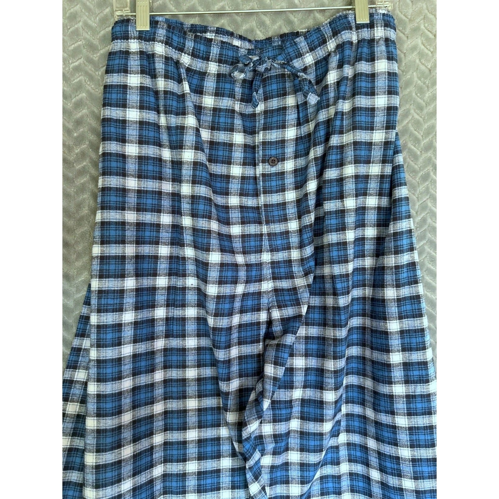 Big & Tall Hanes® Plaid Flannel Pajama Set Blue Plaid Size 3XL Comfy Relax Warm