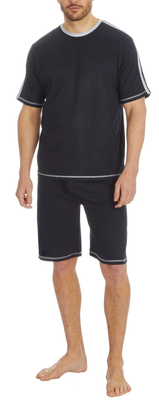 Cargo Bay Mens Short Sleeve Lounge Set with Contrast Stripe