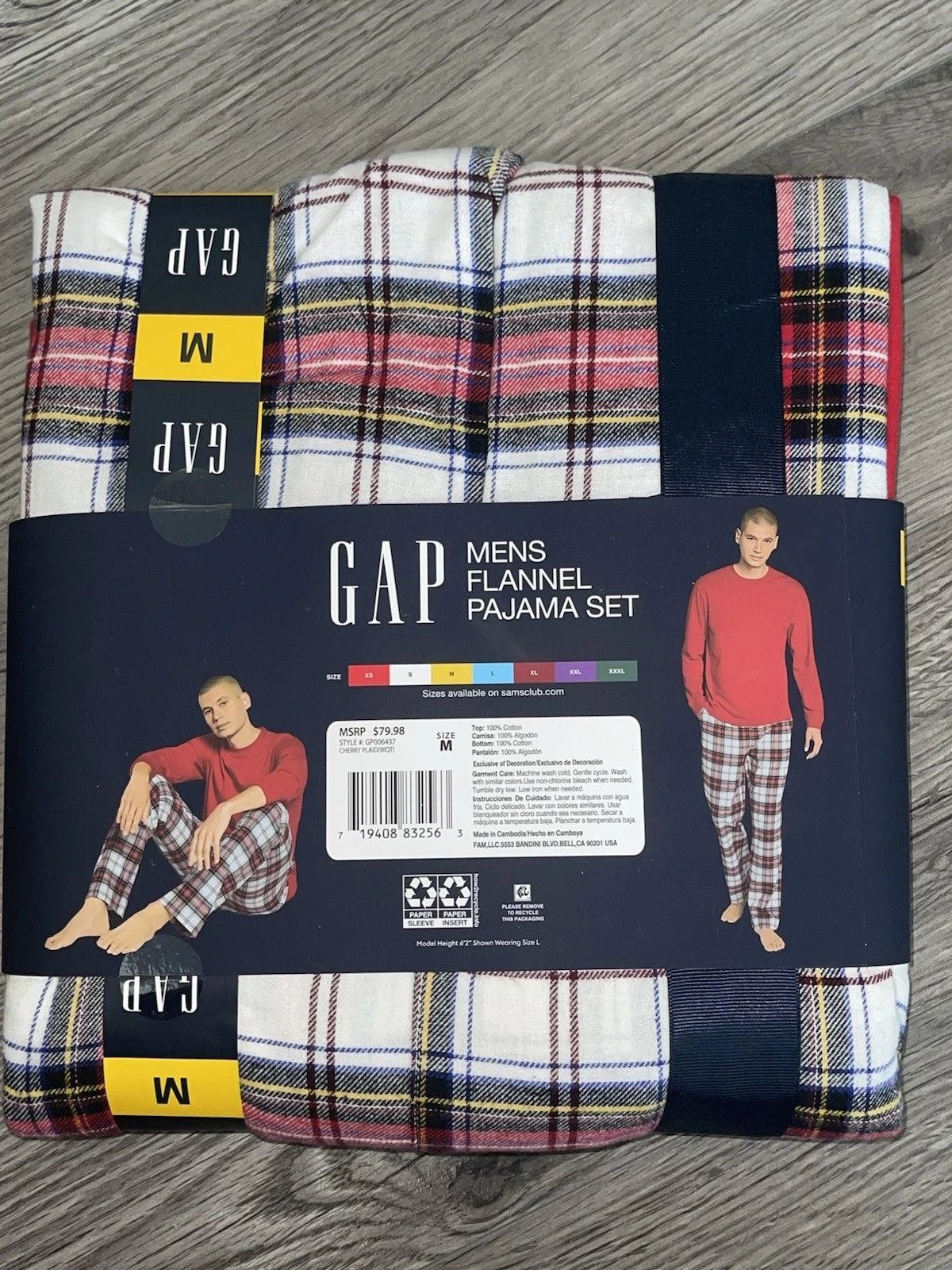 GAP MEN’S FLANNEL PAJAMA Set Size Medium Red Plaid