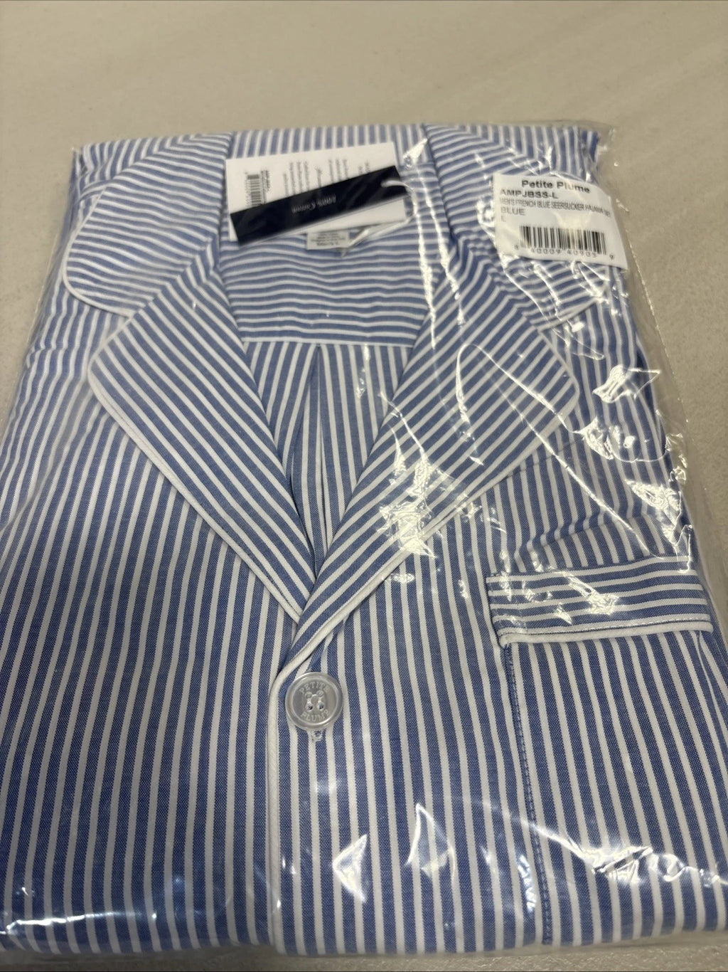 PETITE PLUME MENS SEERSUCKER PAJAMA SET SIZE LARGE