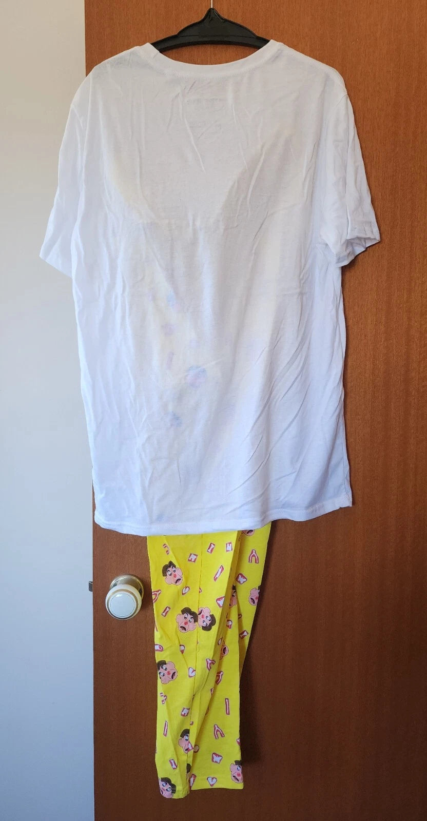 Hasbro Gaming Operation Mens White Yellow Printed 2 Piece Pyjama Set Size XXL