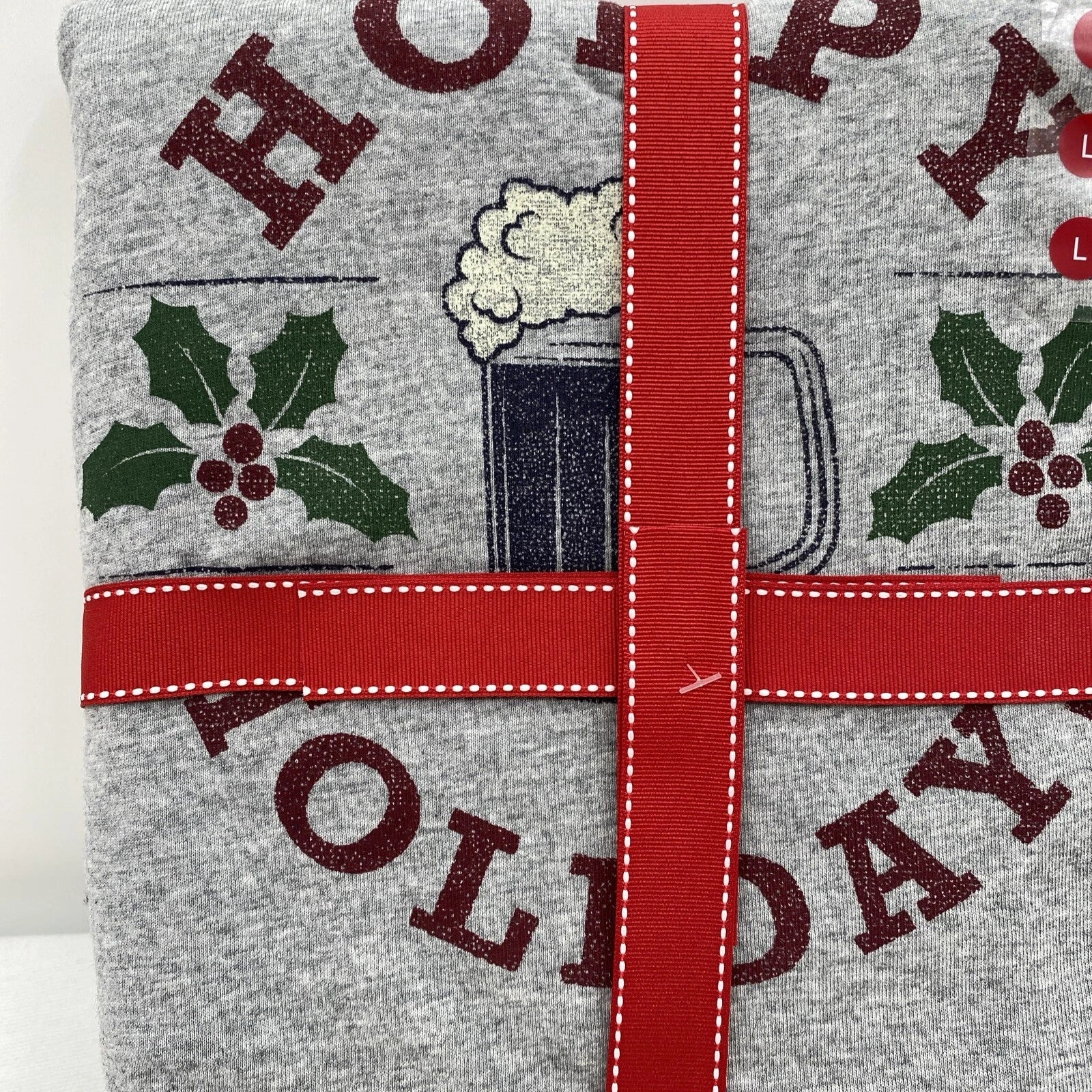 $60 Club Room Mens 2-Piece Pajama Set Hoppy Holidays Fleece Long Sleeve Size L