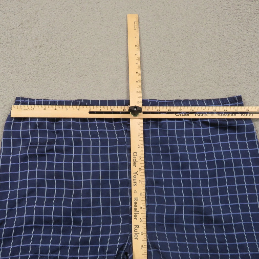 Daniel Hanson Silk Pyjama Set Mens XL Blue Check Shirt Pants Top Bottom Pajamas