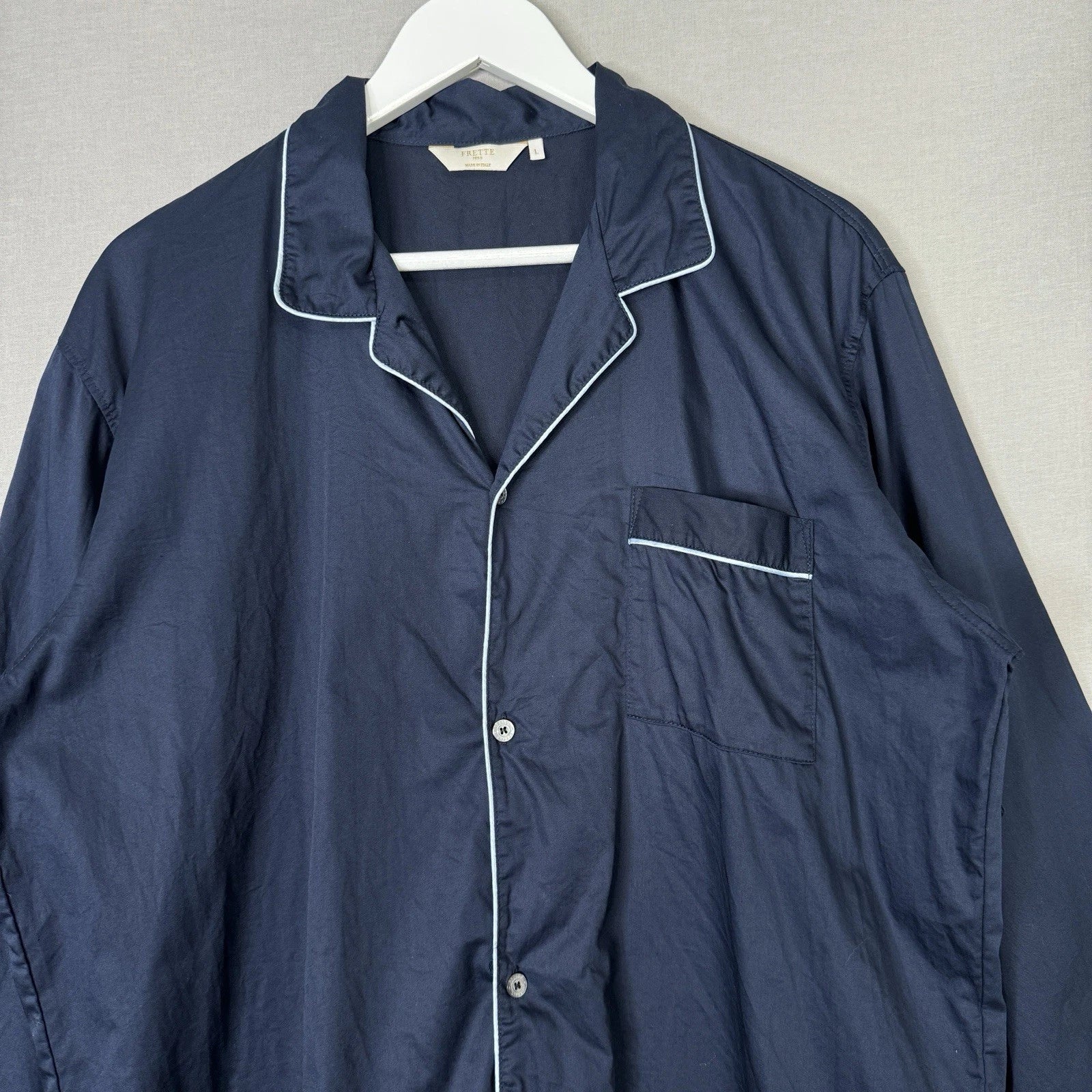 Frette Pajama Set Mens Large Blue 100% Cotton Made in Italy Sleepwear Lounge