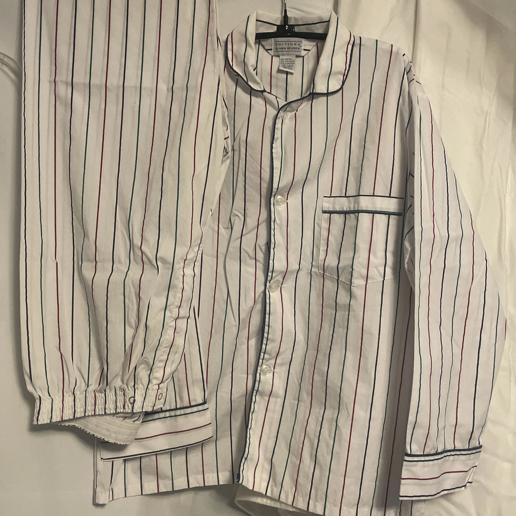 Van Heusen Editions Pajamas Men Size M Striped Cotton Poly PJs Nightwear
