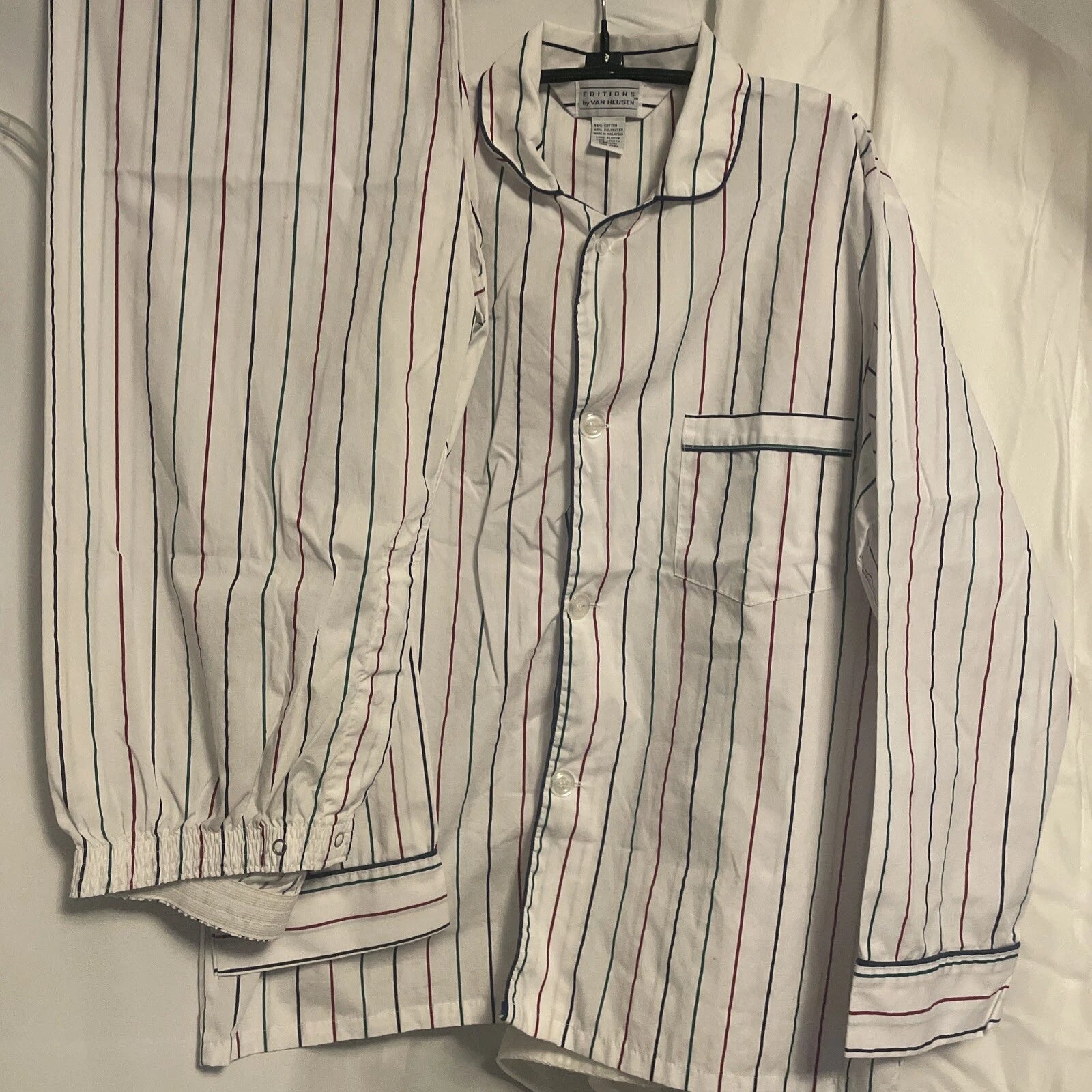 Van Heusen Editions Pajamas Men Size M Striped Cotton Poly PJs Nightwear