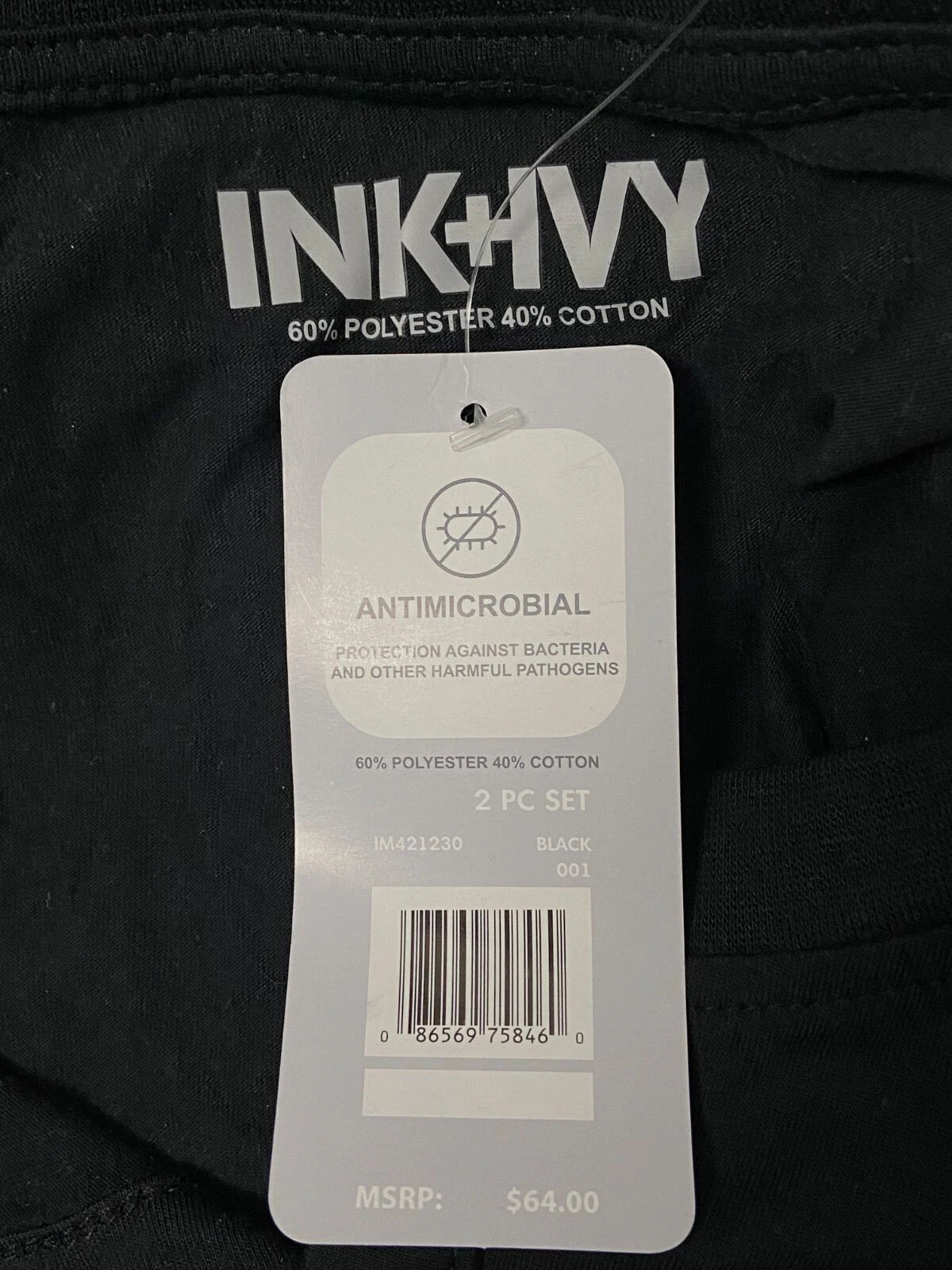 $64 Ink + Ivy Men's Black Henley Pajama Set Sleepwear Size L