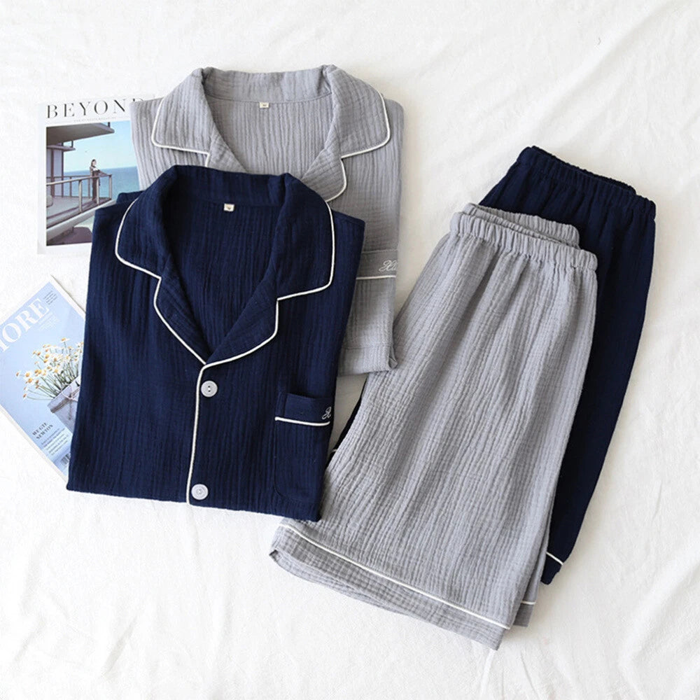 Men Sleepwear Pajama Set Short Sleeve Sleepwear Men Pajama Short Men