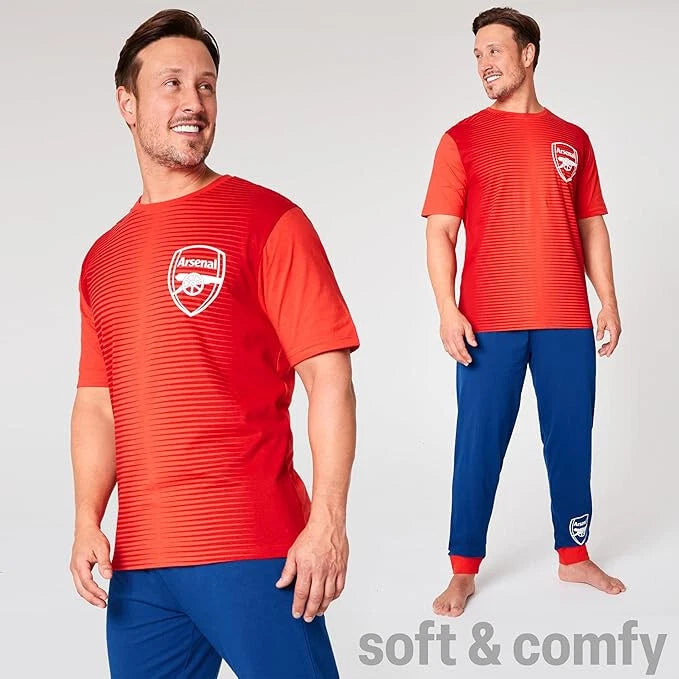 Arsenal F.C. Mens Pyjamas Set Nightwear T-Shirt Long Bottoms PJs Lounge Set