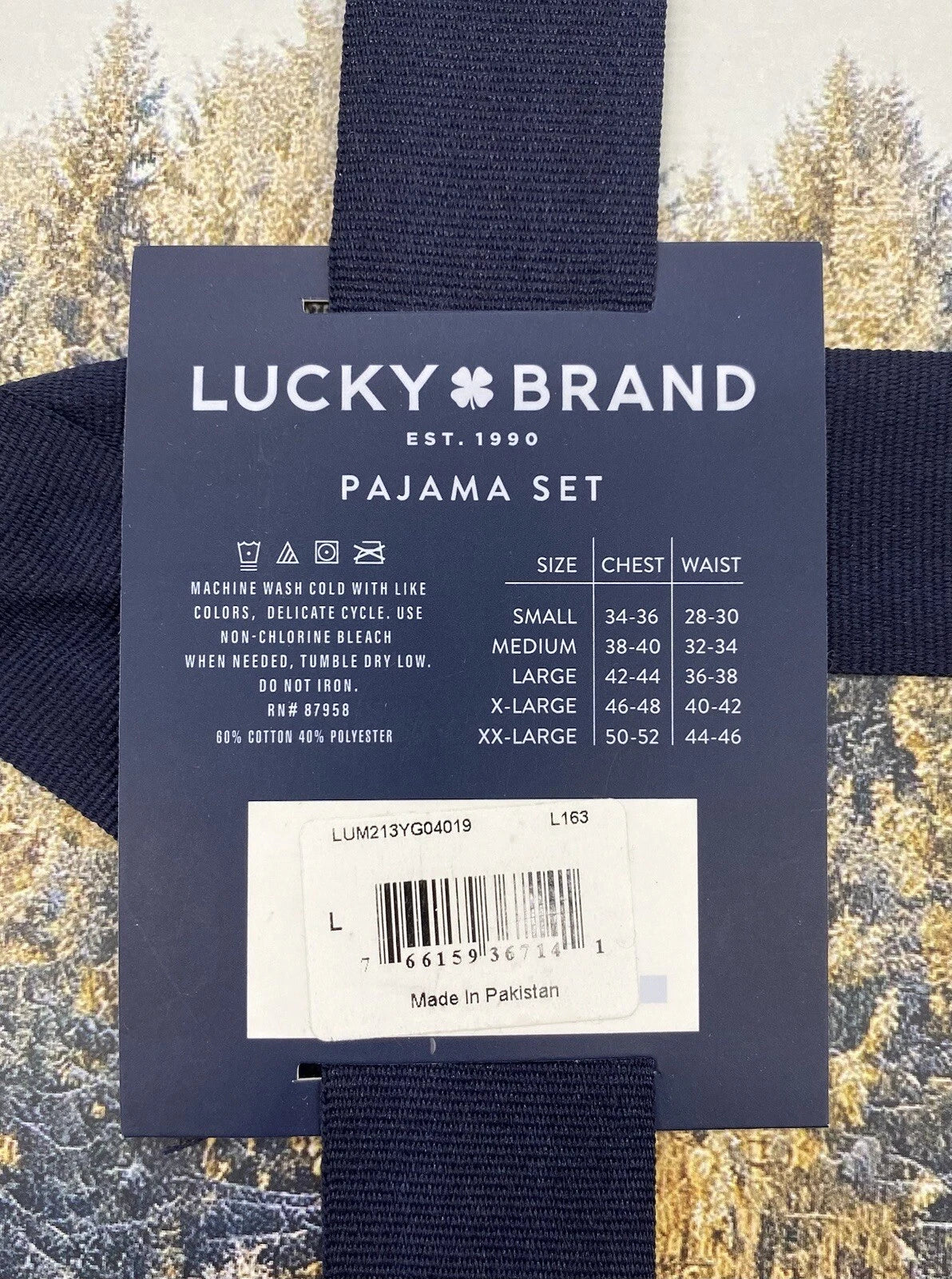 Lucky Brand Mens Large Santa Pajama Set Thermal Shirt Flannel Pant - NEW IN BOX