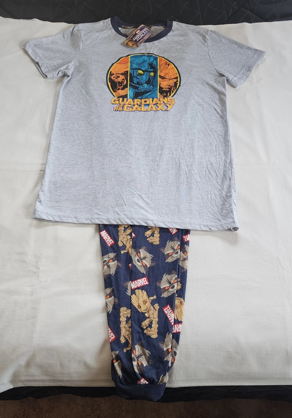 Marvel Mens Guardians Of The Galaxy Printed 2 Piece Pyjama Set Size S New