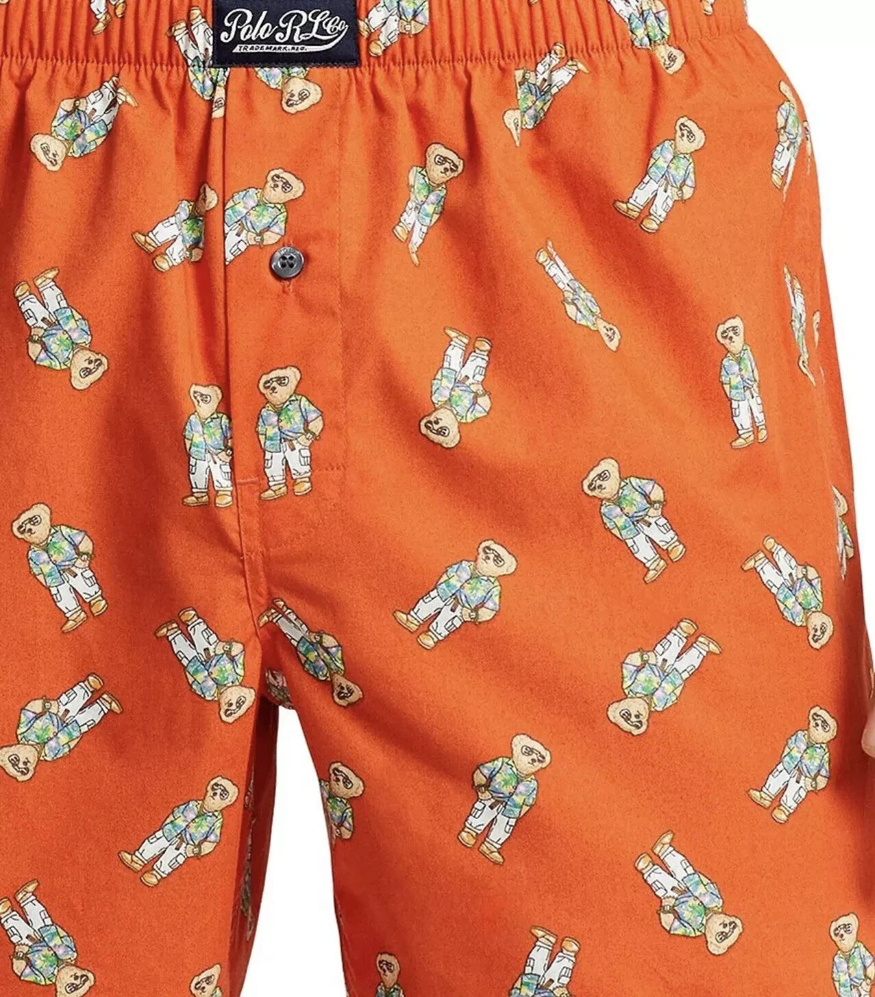 NWT Polo Ralph Lauren Orange/Navy BEACH BEAR Pajama/Undies BOXER SET Men L PONY
