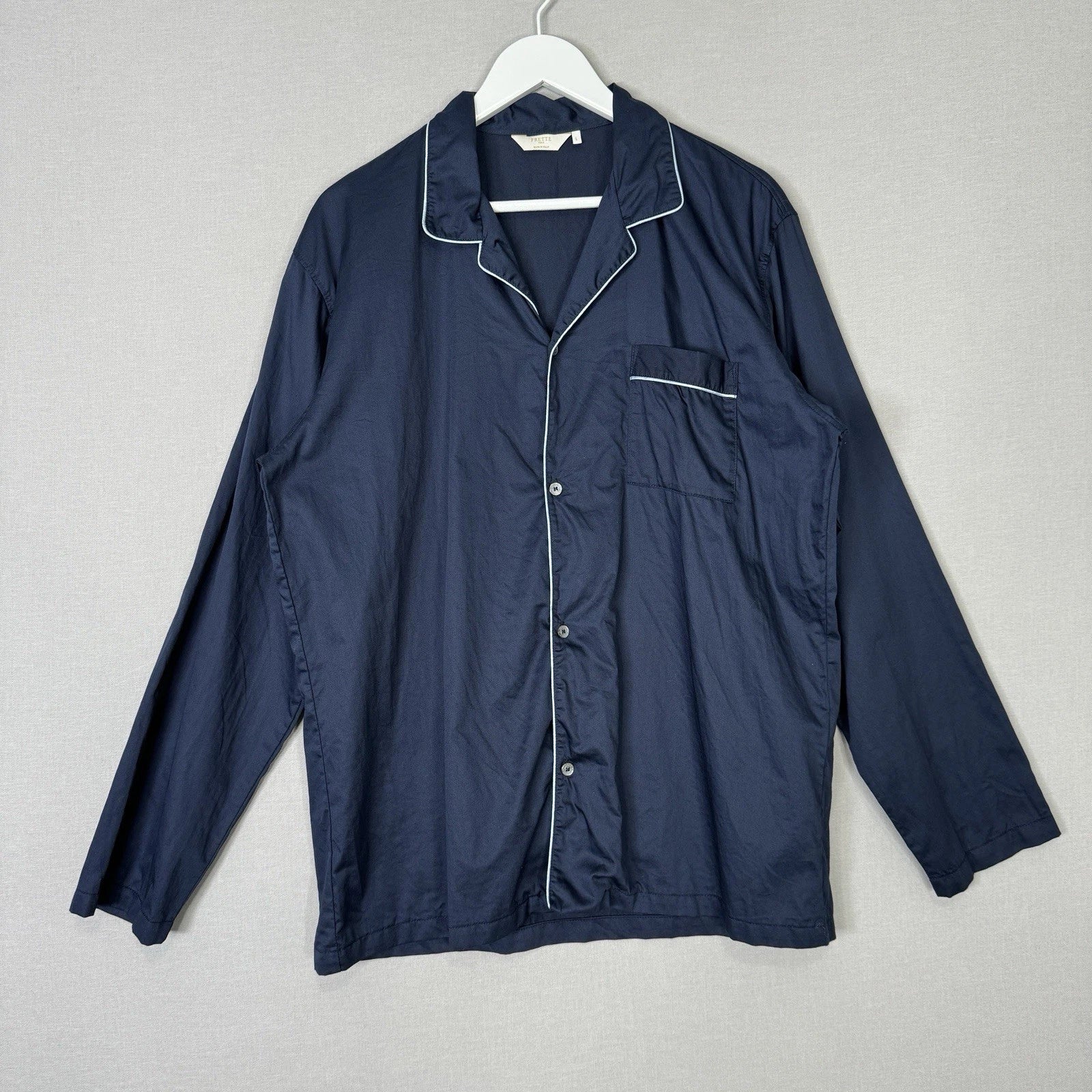 Frette Pajama Set Mens Large Blue 100% Cotton Made in Italy Sleepwear Lounge