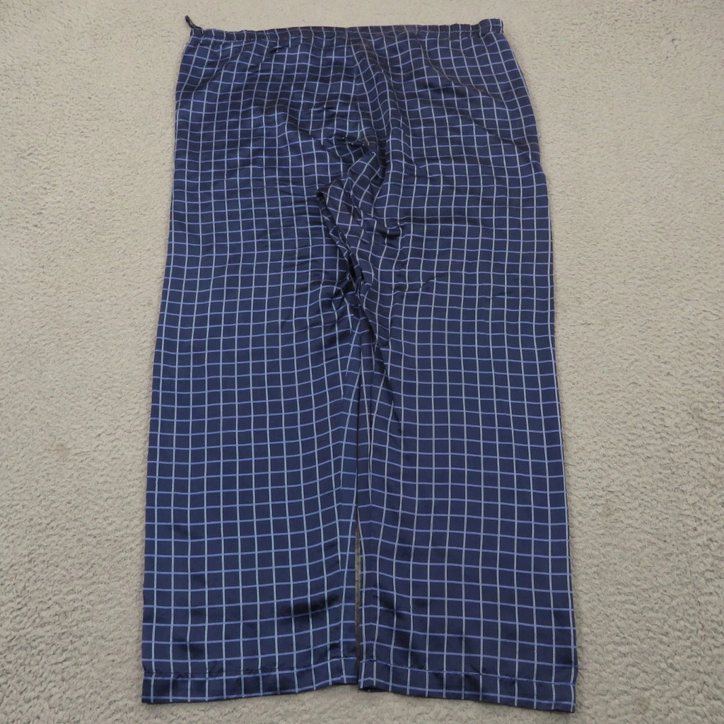 Daniel Hanson Silk Pyjama Set Mens XL Blue Check Shirt Pants Top Bottom Pajamas