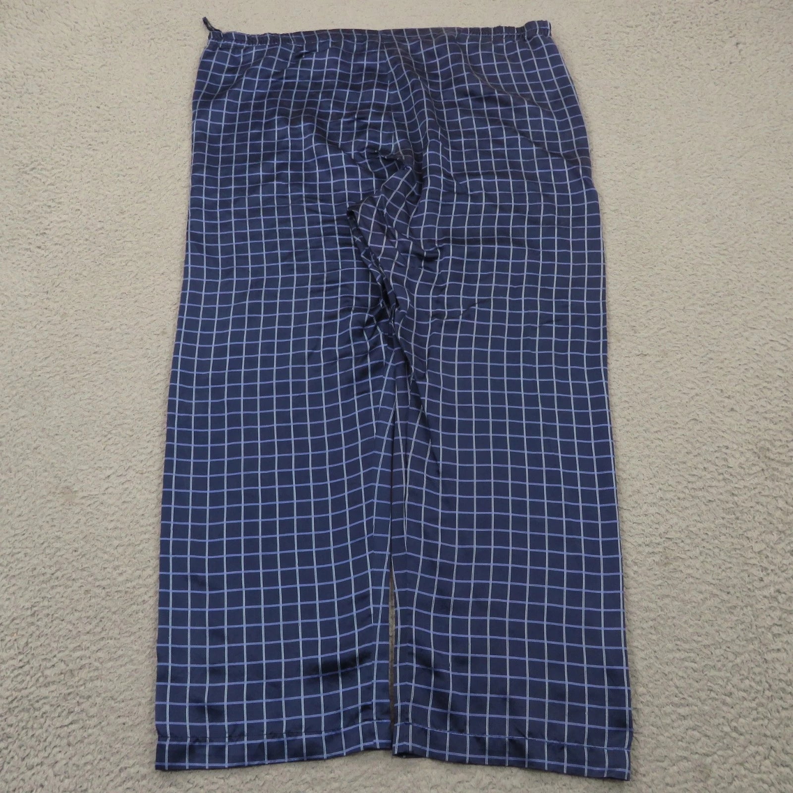 Daniel Hanson Silk Pyjama Set Mens XL Blue Check Shirt Pants Top Bottom Pajamas