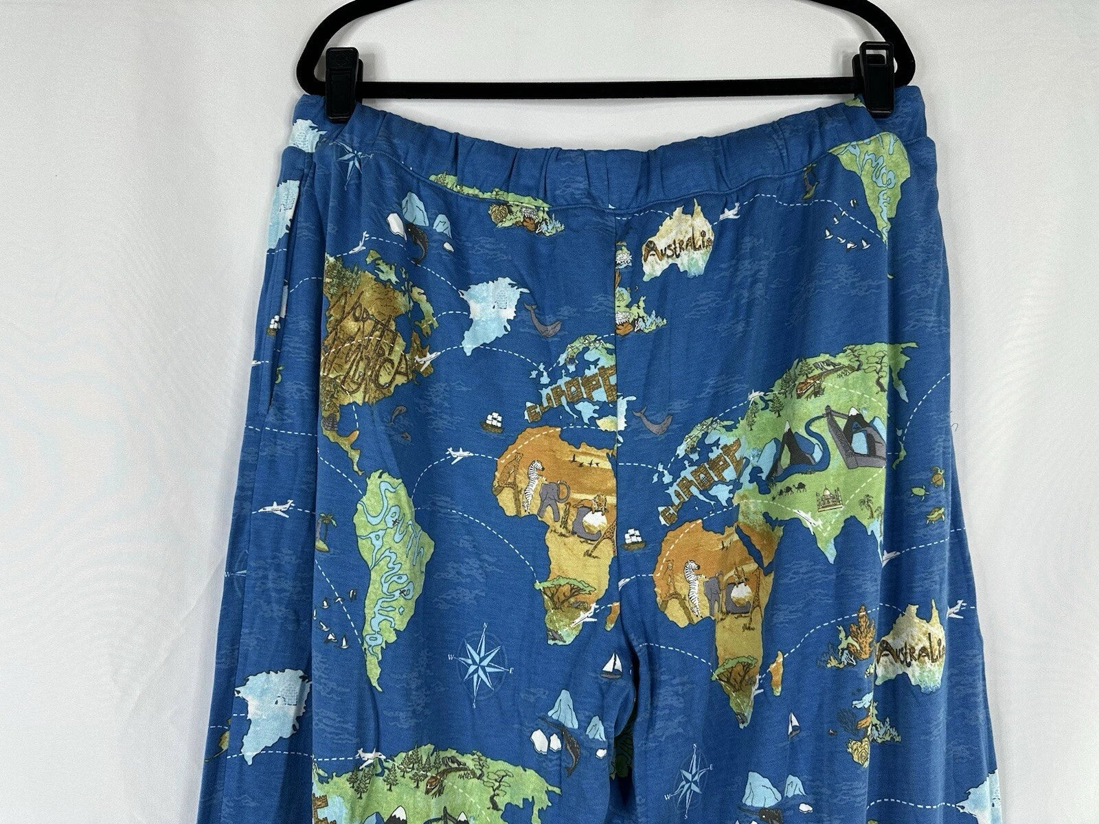 Bedhead Pajamas x Apollojets Pajama Set Mens Size XLXT Blue World Map Packable