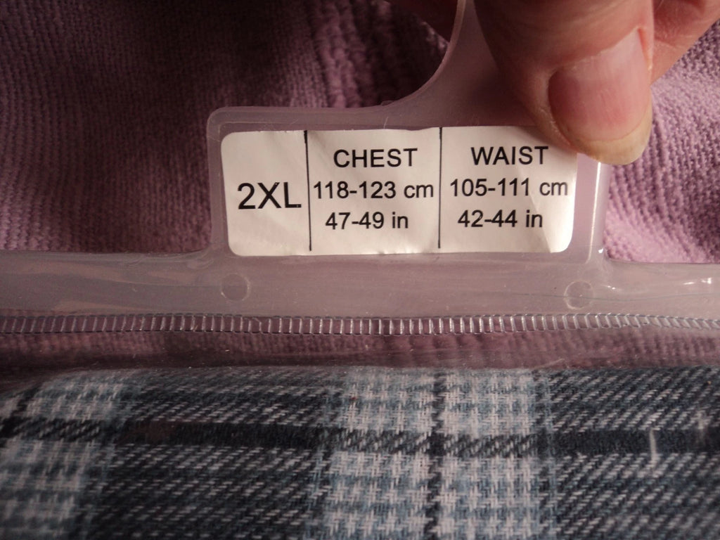 Men's 2XL blue checked, brushed cotton pyjamas