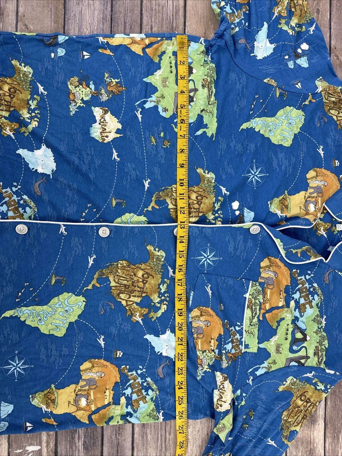 Bedhead Pajamas x Apollojets Pajama Set Mens Size XLXT Blue World Map Packable