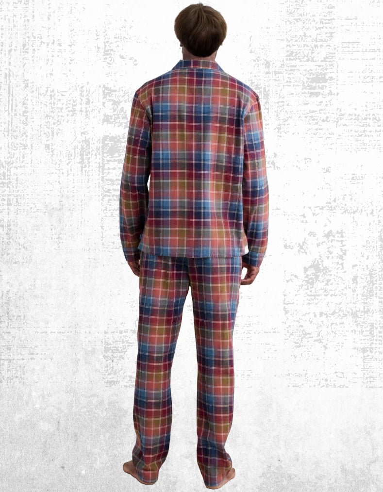 Ex Seasalt Men’s Flannel Pure Cotton Checked Pyjama Set in Multi Root