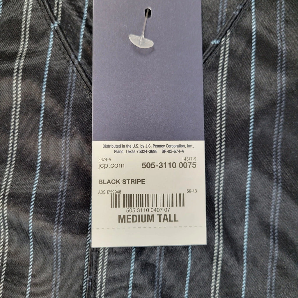 Stafford Pajama Set Satin Black Stripe Sleepwear S/S Shirt & Shorts Mens MT NWT