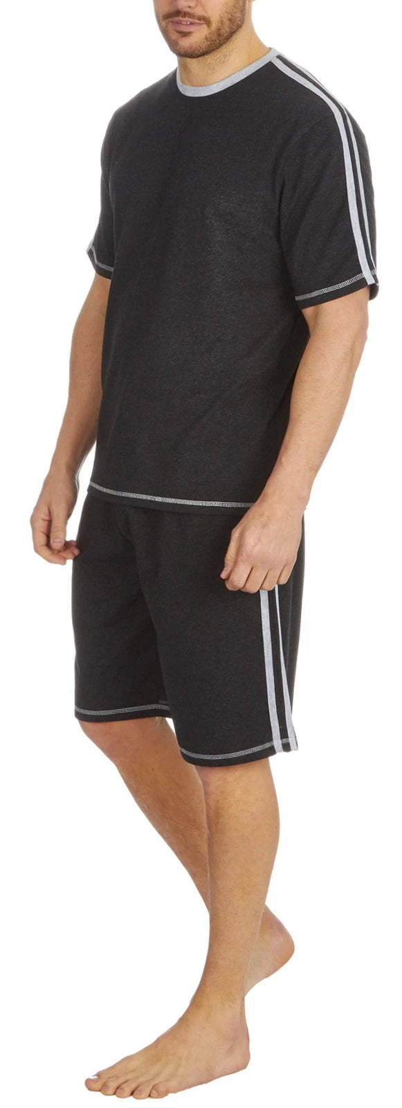 Cargo Bay Mens Short Sleeve Lounge Set with Contrast Stripe