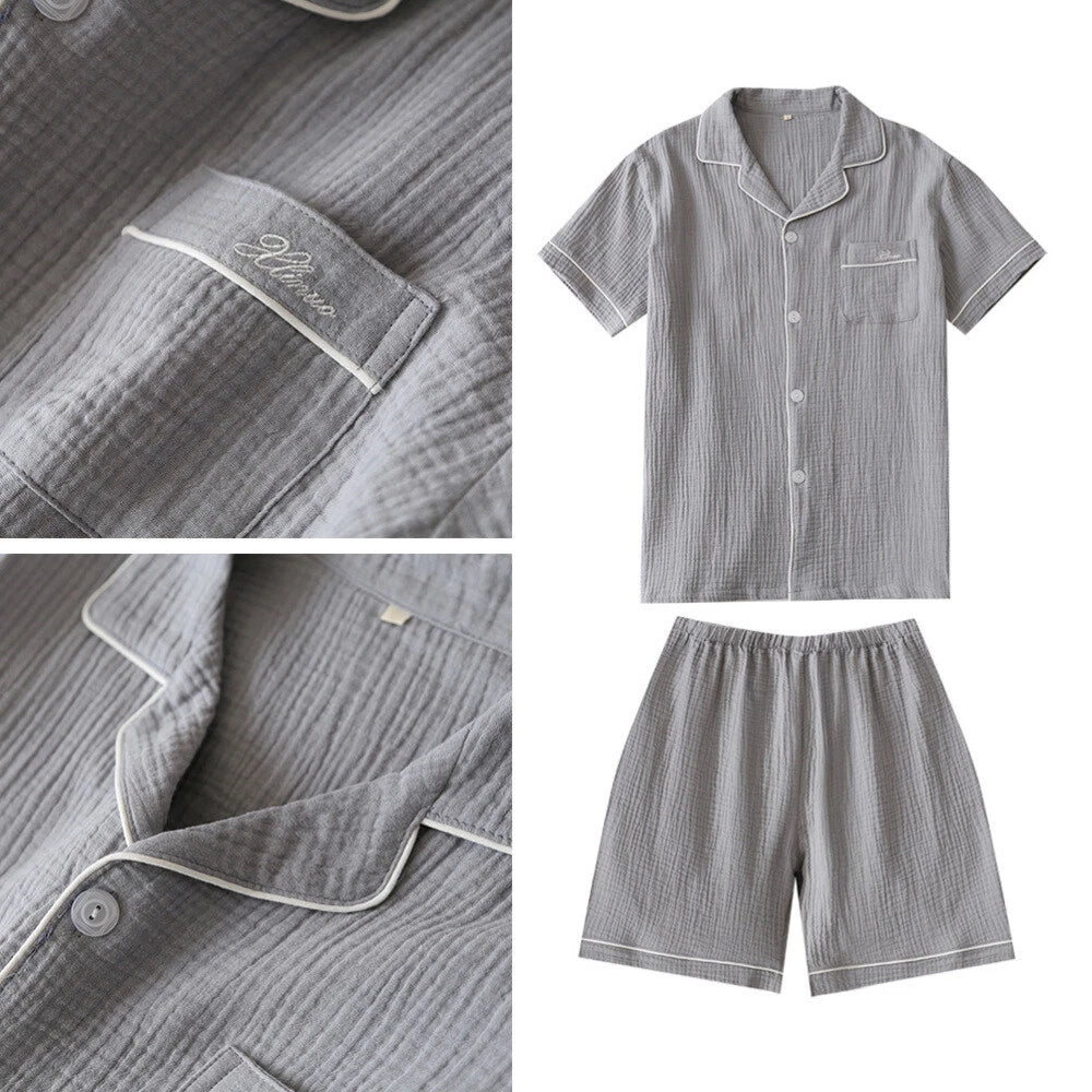 Men Sleepwear Pajama Set Short Sleeve Sleepwear Men Pajama Short Men