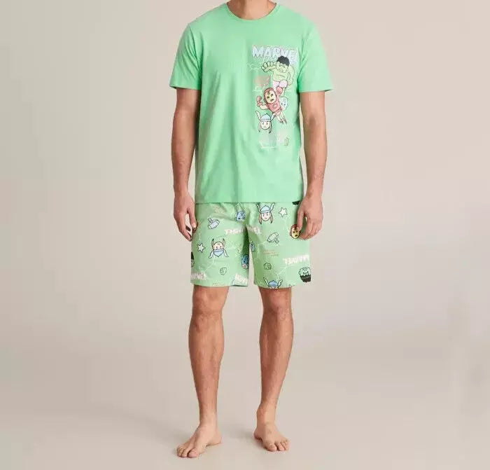 MENS size S Green Marvel Cotton matching summer  pyjamas pjs Small  NEW A7231