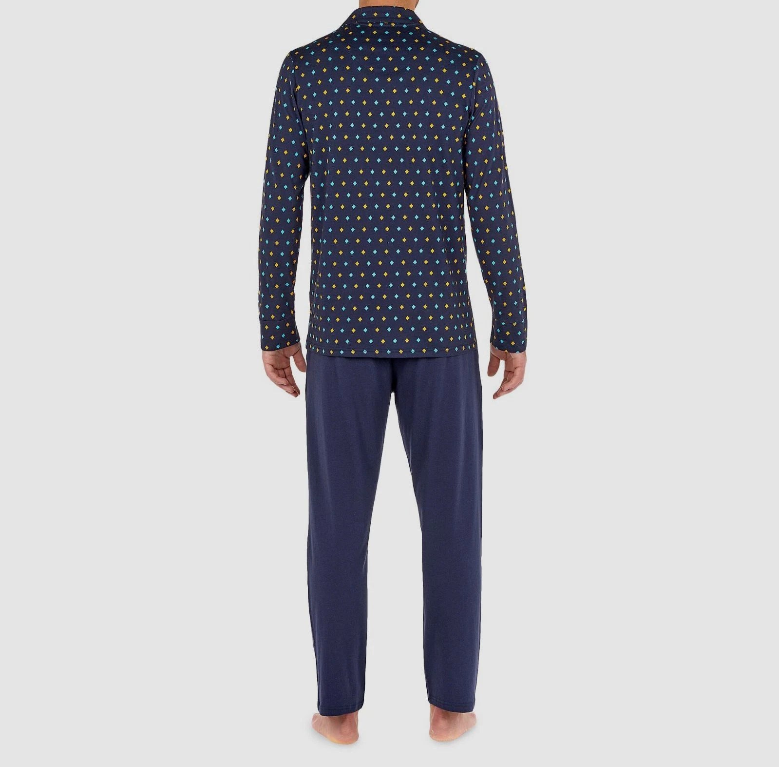 $118 Hom Men's Blue 2-Piece Graphic Logo Cotton Sleepwear Pajama Set Size XL