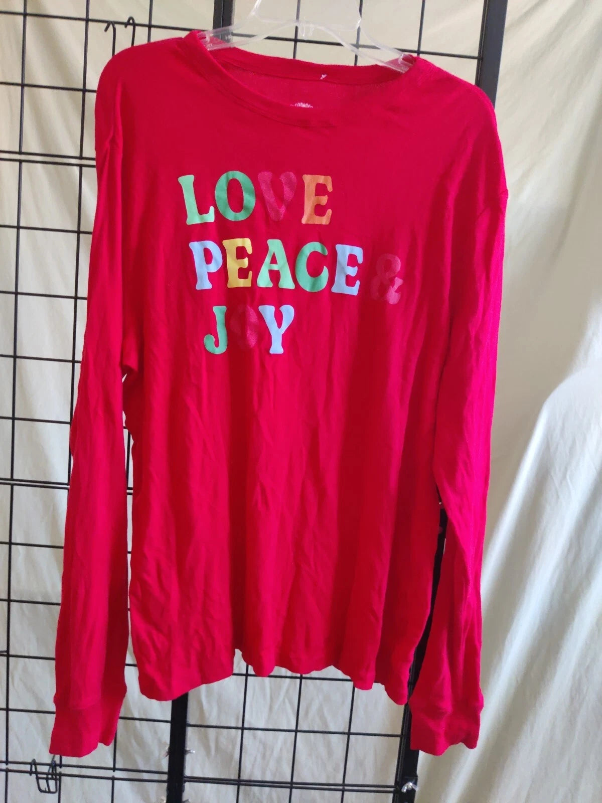 Love Peace & Joy Men's Size Large Santa Christmas Holiday Xmas Cotton Pajama Set