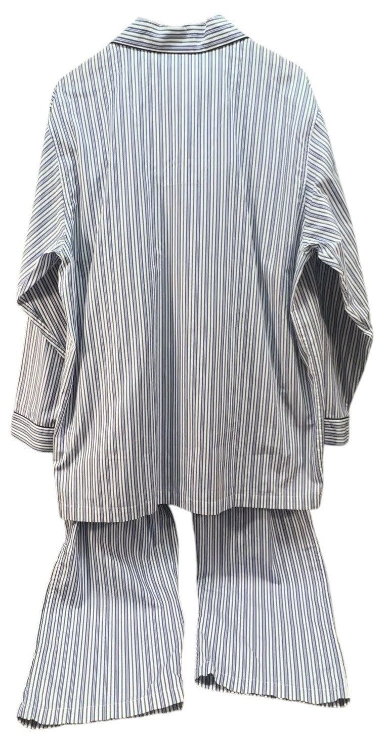 Brooks Brothers Pajama Set Men L Woven Votton Long Sleeve Blue Stripe