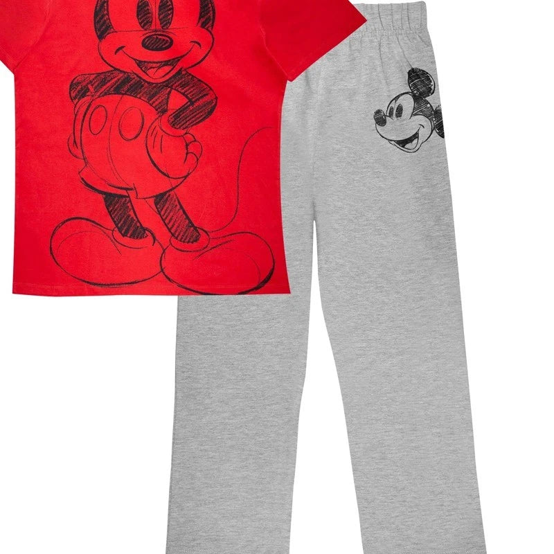 Men's Disney Mickey Sketch Long Pyjamas Set Pajama Pyjamas Pjs Size Large
