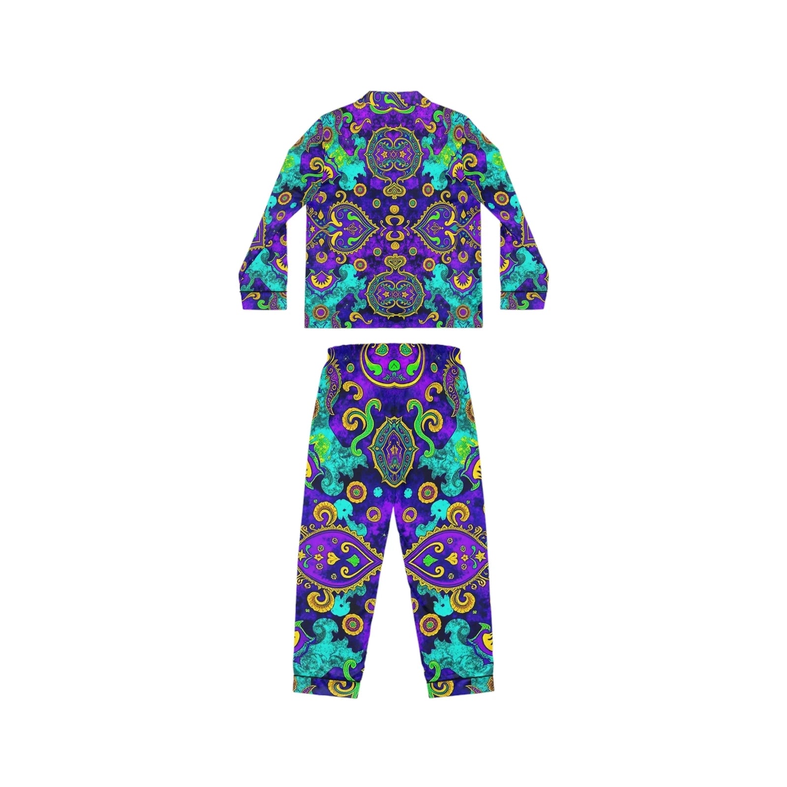 Legends Ice Paisley Satin Pajamas, Women's Luxury Lounge Wear Set, Silky PJ Set,