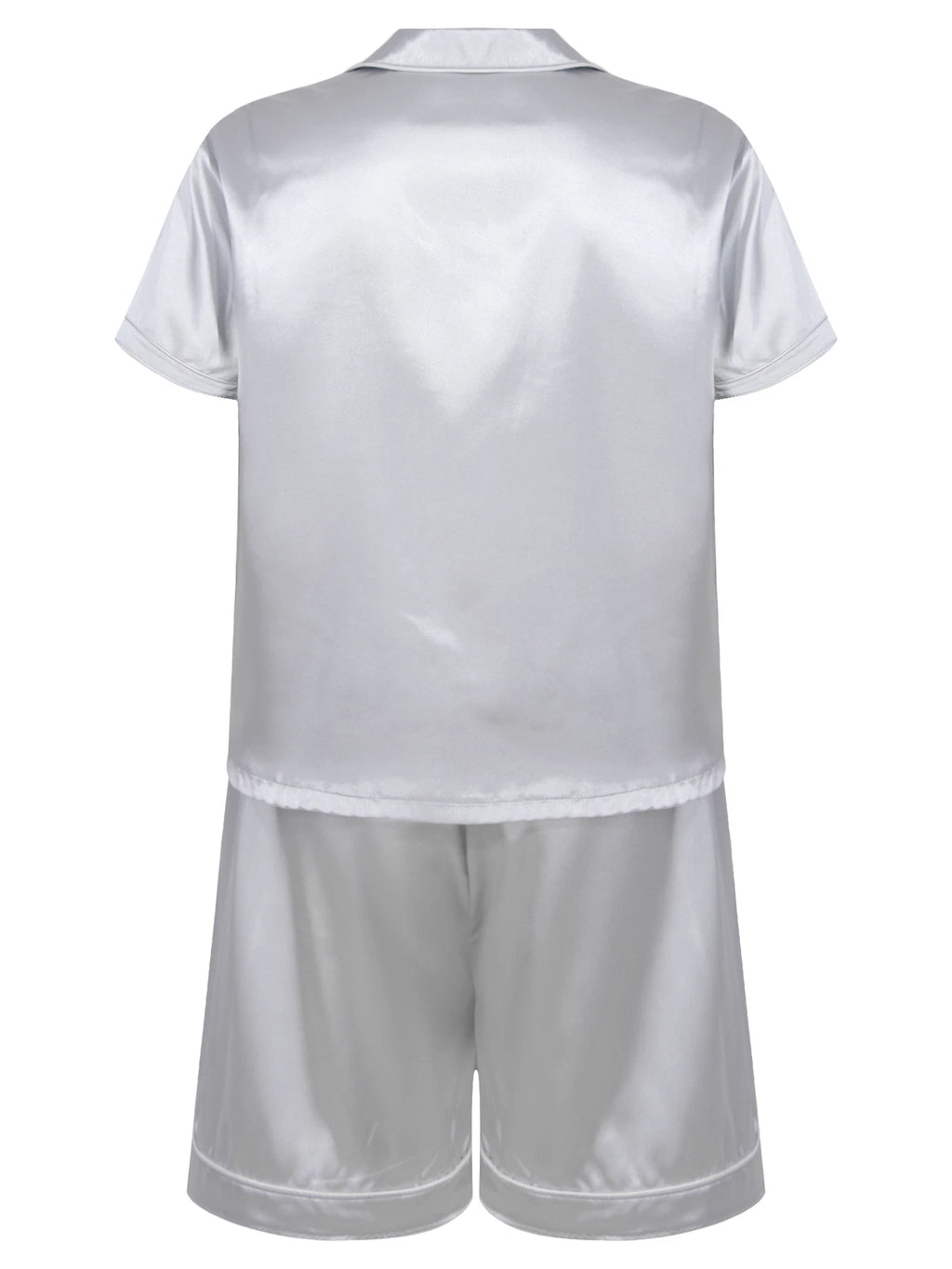 Men's Short Sleeve Satin Pajama Set with Shorts Classic Sleepwear Loungewear