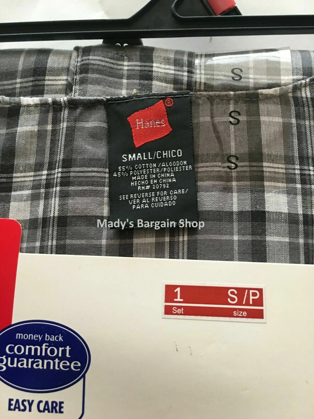 HANES SHORT SLEEVE SHORT LEG WOVEN PAJAMA SET Small Size