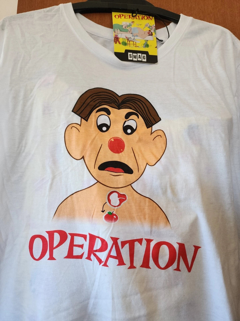 Hasbro Gaming Operation Mens White Yellow Printed 2 Piece Pyjama Set Size S New