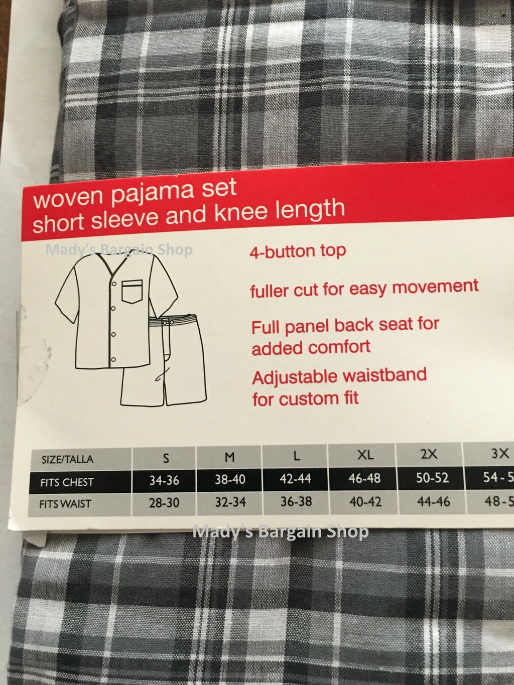 HANES SHORT SLEEVE SHORT LEG WOVEN PAJAMA SET Small Size